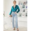 image:imageEkouaer Womens Classic Button Down Long Satin Silk Pajama SetBlue Green