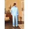 image:imageEkouaer Womens Classic Button Down Long Satin Silk Pajama SetBlue Stripes