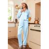 image:imageEkouaer Womens Classic Button Down Long Satin Silk Pajama SetBlue Stripes