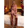 image:imageEkouaer Womens Classic Button Down Long Satin Silk Pajama SetBrown