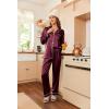 image:imageEkouaer Womens Classic Button Down Long Satin Silk Pajama SetBurgundy