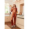 image:imageEkouaer Womens Classic Button Down Long Satin Silk Pajama SetCaramel