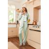 image:imageEkouaer Womens Classic Button Down Long Satin Silk Pajama SetCeladon