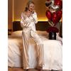 image:imageEkouaer Womens Classic Button Down Long Satin Silk Pajama SetChampagne