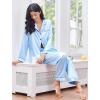 image:imageEkouaer Womens Classic Button Down Long Satin Silk Pajama SetClear Blue
