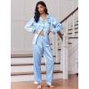 image:imageEkouaer Womens Classic Button Down Long Satin Silk Pajama SetClear Blue