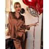 image:imageEkouaer Womens Classic Button Down Long Satin Silk Pajama SetDeep Brown