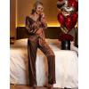 image:imageEkouaer Womens Classic Button Down Long Satin Silk Pajama SetDeep Brown