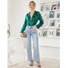 image:imageEkouaer Womens Classic Button Down Long Satin Silk Pajama SetDeep Green