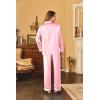 image:imageEkouaer Womens Classic Button Down Long Satin Silk Pajama SetDeep Pink