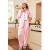 image:imageEkouaer Womens Classic Button Down Long Satin Silk Pajama SetDeep Pink