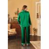 image:imageEkouaer Womens Classic Button Down Long Satin Silk Pajama SetGreen