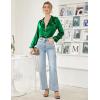 image:imageEkouaer Womens Classic Button Down Long Satin Silk Pajama SetGreen