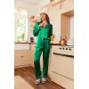 image:imageEkouaer Womens Classic Button Down Long Satin Silk Pajama SetGreen