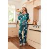 image:imageEkouaer Womens Classic Button Down Long Satin Silk Pajama SetGreen Floral
