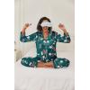 image:imageEkouaer Womens Classic Button Down Long Satin Silk Pajama SetGreen Floral