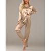 image:imageEkouaer Womens Classic Button Down Long Satin Silk Pajama SetKhaki