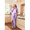 image:imageEkouaer Womens Classic Button Down Long Satin Silk Pajama SetLavender