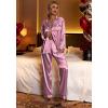 image:imageEkouaer Womens Classic Button Down Long Satin Silk Pajama SetLotus Color