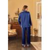 image:imageEkouaer Womens Classic Button Down Long Satin Silk Pajama SetNavy Blue