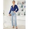 image:imageEkouaer Womens Classic Button Down Long Satin Silk Pajama SetNavy Blue