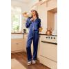 image:imageEkouaer Womens Classic Button Down Long Satin Silk Pajama SetNavy Blue