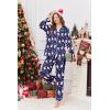image:imageEkouaer Womens Classic Button Down Long Satin Silk Pajama SetNavy Blue Christmas