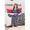 image:imageEkouaer Womens Classic Button Down Long Satin Silk Pajama SetNavy Blue Christmas
