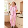 image:imageEkouaer Womens Classic Button Down Long Satin Silk Pajama SetPink Dots