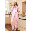 image:imageEkouaer Womens Classic Button Down Long Satin Silk Pajama SetPink Stripes