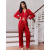 image:imageEkouaer Womens Classic Button Down Long Satin Silk Pajama SetRed
