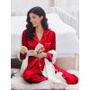 image:imageEkouaer Womens Classic Button Down Long Satin Silk Pajama SetRed