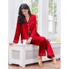 image:imageEkouaer Womens Classic Button Down Long Satin Silk Pajama SetRed