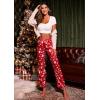 image:imageEkouaer Womens Classic Button Down Long Satin Silk Pajama SetRed Christmas
