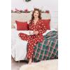 image:imageEkouaer Womens Classic Button Down Long Satin Silk Pajama SetRed Christmas Elk