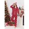 image:imageEkouaer Womens Classic Button Down Long Satin Silk Pajama SetRed Christmas Teddy 02
