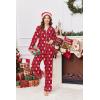 image:imageEkouaer Womens Classic Button Down Long Satin Silk Pajama SetRed Christmas Teddy 02