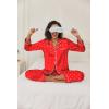 image:imageEkouaer Womens Classic Button Down Long Satin Silk Pajama SetRed Heart