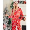 image:imageEkouaer Womens Classic Button Down Long Satin Silk Pajama SetRed Snow Christmas