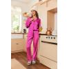 image:imageEkouaer Womens Classic Button Down Long Satin Silk Pajama SetRose Leopard