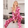 image:imageEkouaer Womens Classic Button Down Long Satin Silk Pajama SetRose Teddy Moon