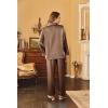 image:imageEkouaer Womens Classic Button Down Long Satin Silk Pajama SetSaddle Brown
