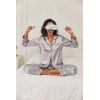image:imageEkouaer Womens Classic Button Down Long Satin Silk Pajama SetSilver