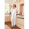 image:imageEkouaer Womens Classic Button Down Long Satin Silk Pajama SetWhite