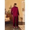 image:imageEkouaer Womens Classic Button Down Long Satin Silk Pajama SetWine Red