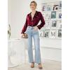 image:imageEkouaer Womens Classic Button Down Long Satin Silk Pajama SetWine Red