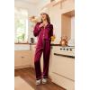 image:imageEkouaer Womens Classic Button Down Long Satin Silk Pajama SetWine Red