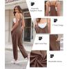 image:imageEkouaer Womens Jumpsuit Sleeveless Casual Summer Overalls Jumpers Spaghetti Strap Baggy Long Pants Rompers with PocketsCoffeebrown