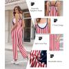 image:imageEkouaer Womens Jumpsuit Sleeveless Casual Summer Overalls Jumpers Spaghetti Strap Baggy Long Pants Rompers with PocketsFestival American Flag