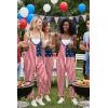 image:imageEkouaer Womens Jumpsuit Sleeveless Casual Summer Overalls Jumpers Spaghetti Strap Baggy Long Pants Rompers with PocketsFestival American Flag